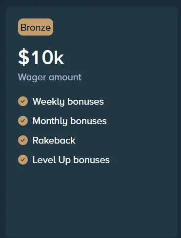 Bronze Level with Rakeback and Stake Casino Bonus
