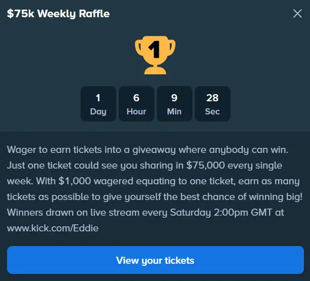 C$75k Weekly Raffle